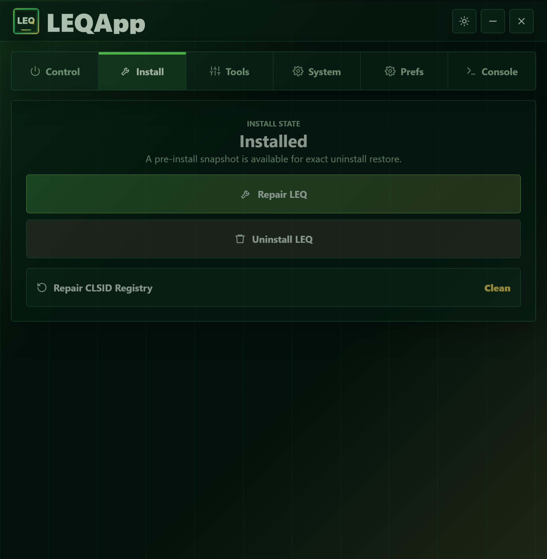 LoudnessEQApp — Setup screen
