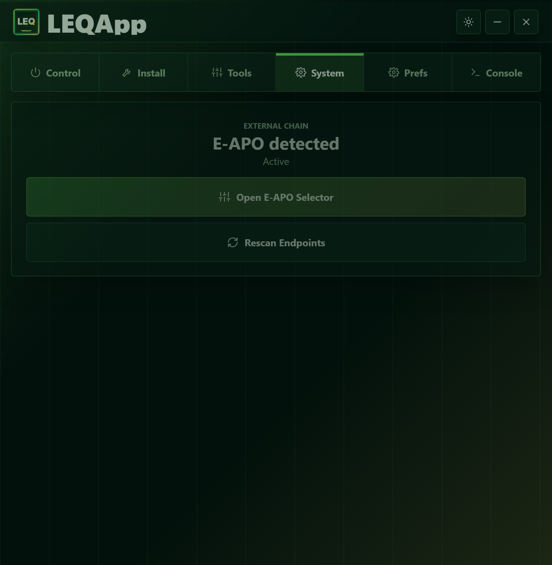 LoudnessEQApp — System screen